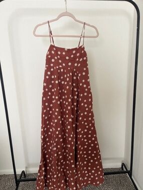 Abercrombie & Fitch Brown Polka Dot Maxi Dress - XS